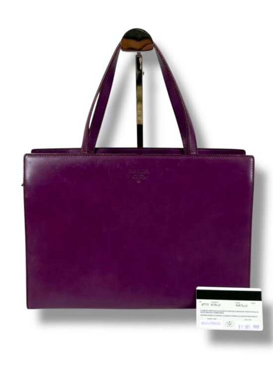 Prada Handbags - Prada Shoulder Bag Tote Purple Vitello Leather